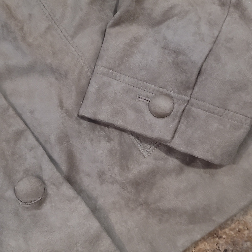 Liz Claiborne faux suede jacket suit blazer beige tan 8 office workwear - Picture 6 of 7